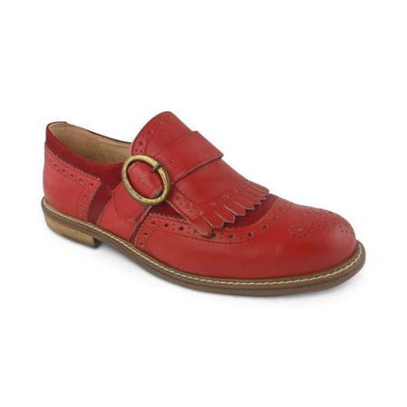 Scarpe con fibbia da donna eleganti pelle e camoscio rosse single buckle da donna  scarpa elegante rossa artigianale Made in Italy - commercioVirtuoso.it