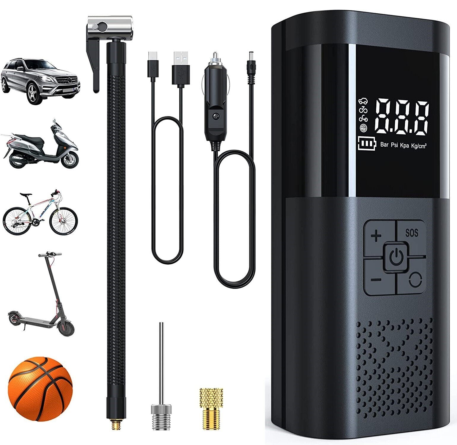 Xiaomi Portable Air Pump: Compressore Digitale Portatile Nero per Bici,  Auto e Palloni