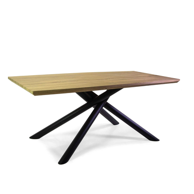 Tavolo metallo Canberra con top legno nero cm 180x90h75