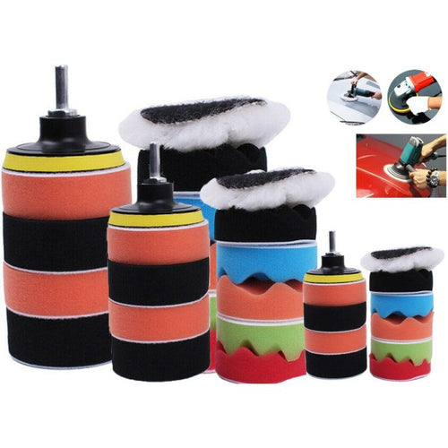 12 Pz Kit Di Spugne Lucidanti Con Adattatore Per Lucidatura Auto 5 Platorello