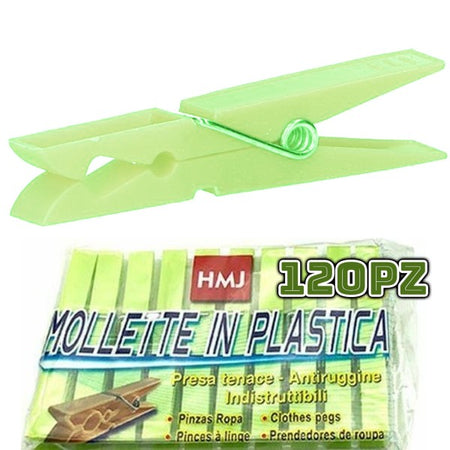 120 Pezzi Mollette Pinze Bucato Panni Plastica Extraforte Verde Stendibiancheria