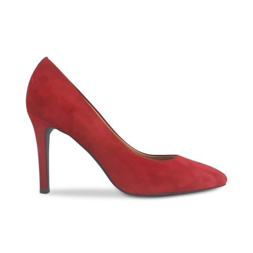 Décolleté rosse in camoscio scarpa con tacco a spillo 9cm da donna  scamosciata artigianale Made in Italy - commercioVirtuoso.it