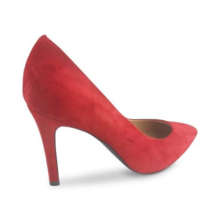 Décolleté rosse in camoscio scarpa con tacco a spillo 9cm da donna  scamosciata artigianale Made in Italy - commercioVirtuoso.it