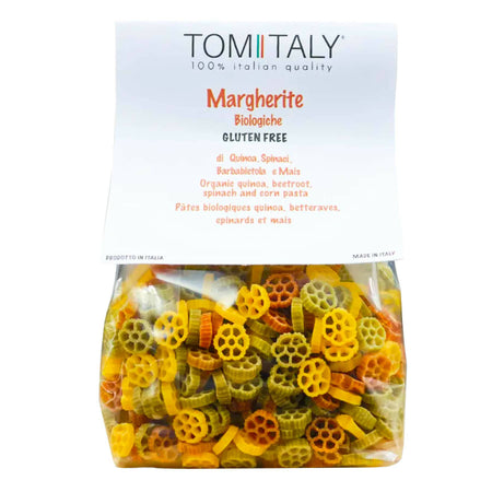 Tomitaly Margherite Pasta Biologica Tricolore Di Mais Con Quinoa, Spinaci, Barbabietola - Senza Glutine - 250 G
