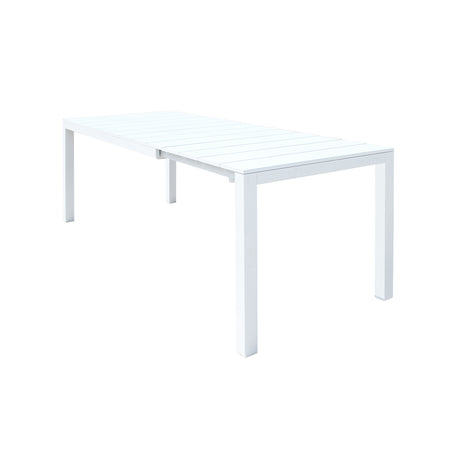 ALASKA - set tavolo in alluminio cm 148/214 x 85 x 75,5 h con 4 sedute Bianco Milani Home