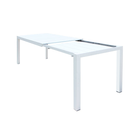 ALASKA - set tavolo in alluminio cm 148/214 x 85 x 75,5 h con 6 sedute Bianco Milani Home