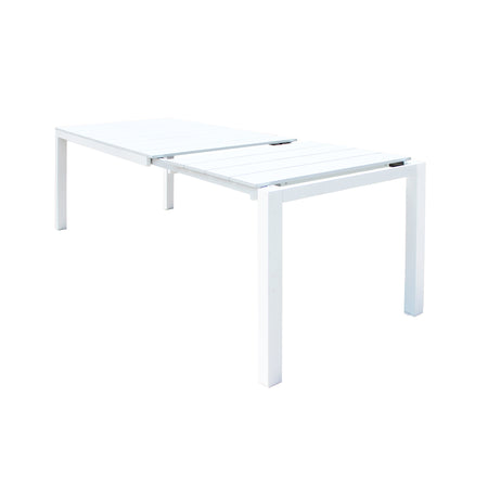 ALASKA - set tavolo in alluminio cm 148/214 x 85 x 75,5 h con 8 sedute Bianco Milani Home