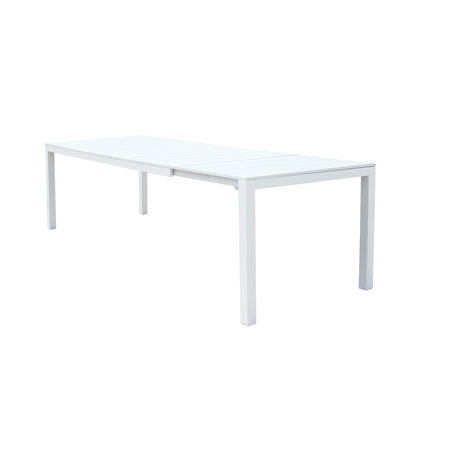 ALASKA - set tavolo in alluminio cm 214/280 x 100 x 75,5 h con 6 sedute Bianco Milani Home