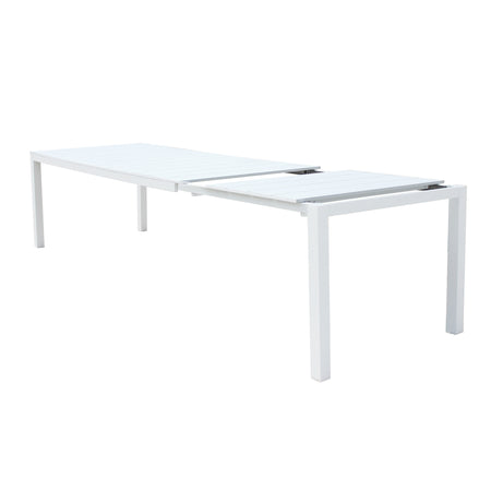 ALASKA - set tavolo in alluminio cm 214/280 x 100 x 75,5 h con 8 sedute Bianco Milani Home