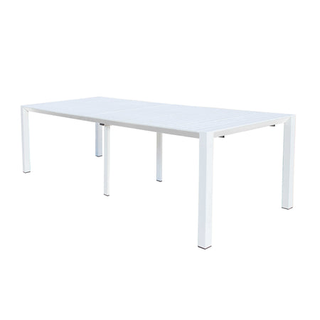ARIZONA - set tavolo in alluminio cm 85 x 51,50/104/156/208/260 x 74 h con 8 sedute Bianco Milani Home