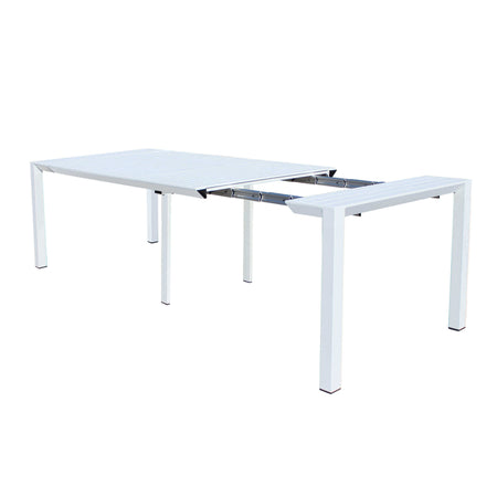 ARIZONA - set tavolo in alluminio cm 85 x 51,50/104/156/208/260 x 74 h con 8 sedute Bianco Milani Home