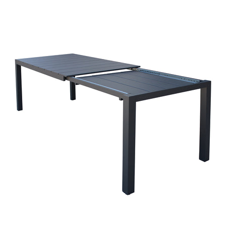 ALASKA - set tavolo in alluminio cm 148/214 x 85 x 75,5 h con 4 sedute Antracite Milani Home