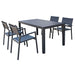 ALASKA - set tavolo in alluminio cm 148/214 x 85 x 75,5 h con 4 sedute Antracite Milani Home