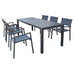 ALASKA - set tavolo in alluminio cm 148/214 x 85 x 75,5 h con 6 sedute Antracite Milani Home