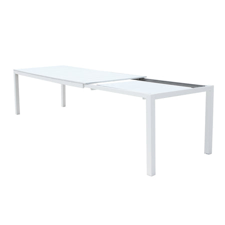 ALASKA - set tavolo in alluminio cm 214/280 x 85 x 75,5 h con 8 sedute Bianco Milani Home