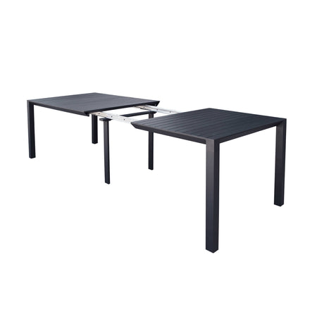 ARIZONA - set tavolo in alluminio cm 85 x 51,50/104/156/208/260 x 74 h con 8 sedute Antracite Milani Home