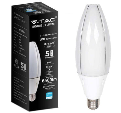 LAMPADINA V-TAC LED E40 60W OLIVE LAMP SMD CHIP SAMSUNG - SKU 21187 / 21188