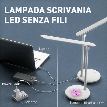 Lampada Da Tavolo Led Ricaricabile Senza Fili Touch Multidirezionale Dt-2683 Illuminazione/Illuminazione per interni/Lampade/Lampade da tavolo e abat-jour Trade Shop italia - Napoli, Commerciovirtuoso.it