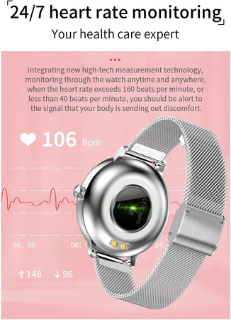 Smart Watch Orologio Donna Intelligente Con 2 Cinturini Finess Track Cronagrafo Lcd Notifiche