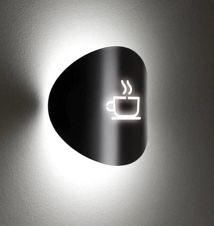 Applique A Parete Con Disegno Tazza Del Caffè Lampada Attacco G9 Nero Universo