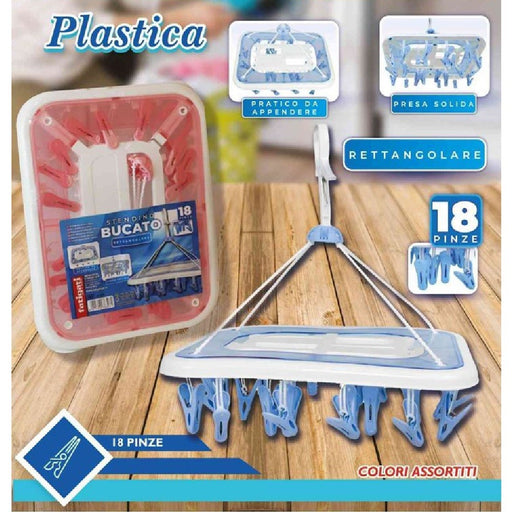 Stendino Bucato In Plastica 18 Pinze Rettangolare Biancheria Asciugatura  38306 - commercioVirtuoso.it