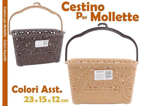 Cestino Portamollette Porta Mollette Effetto Ricamato In Plastica Colorato  