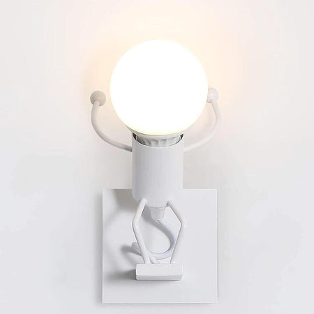 Applique Da Parete A Forma Di Omino Lampada Decorativa In Metallo Bianco E27 Universo