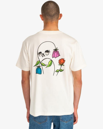 Maglietta T-shirt Rvca Flower Skull antique white