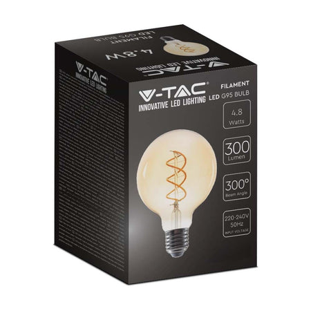 V-TAC VT-2075 LAMPADINA LED E27 4.8W BULB G95 GLOBO FILAMENT VETRO AMBRATO - SKU 217217 Illuminazione/Lampadine/Lampadine a LED Zencoccostore - Formia, Commerciovirtuoso.it
