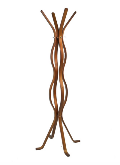 Attaccapanni a stelo ondulato in legno con 4 braccia - noce Vacchetti