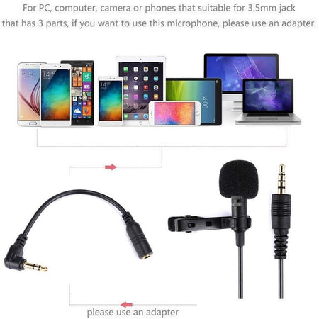 Mini Microfono Clip A Condensatore Omnidirezionale 3.5mm Adattatore  Smartphone - commercioVirtuoso.it