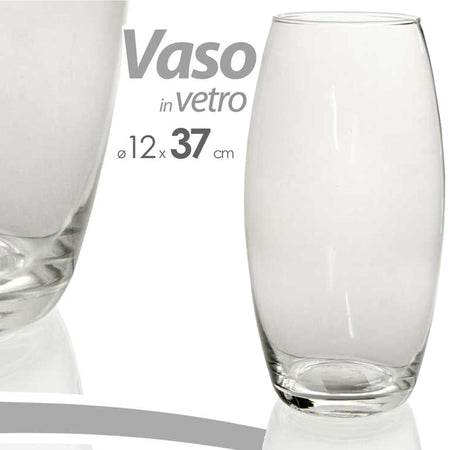 Vaso 37x12cm In Vetro Trasparente Elegante Per Fiori Piante Decorazione Arredo Vasi Fiori Trade Shop italia - Napoli, Commerciovirtuoso.it