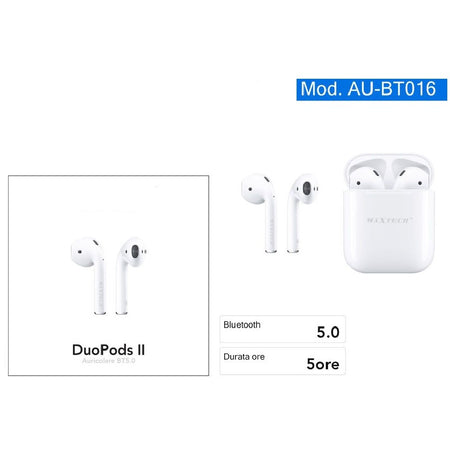 Auricolare Bluetooth Bt5.0 Cuffie Duopods Ii Senza Fili Per Smartphone  Au-bt016 - commercioVirtuoso.it