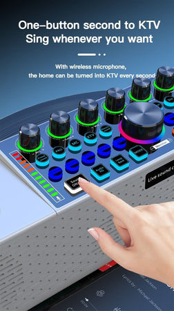 KARAOKE Rgb Multifunzione Mixer Audio Bluetooth Altoparlante 2Microfoni Wireless