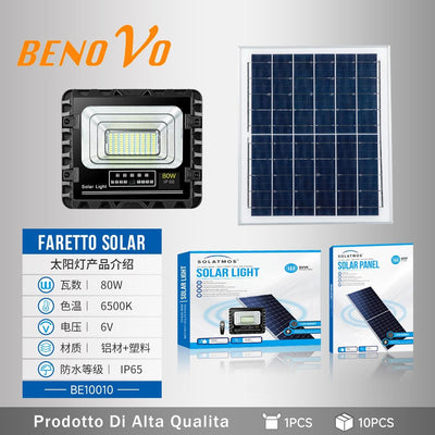 Faro led 80W con pannello solare 6w sensore crepuscolare esterno ip66 150lm/w Illuminazione/Illuminazione per esterni/Proiettori Zencoccostore - Formia, Commerciovirtuoso.it