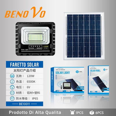 Faro led 120W con pannello solare 8w sensore crepuscolare esterno ip66 150lm/w Illuminazione/Illuminazione per esterni/Proiettori Zencoccostore - Formia, Commerciovirtuoso.it