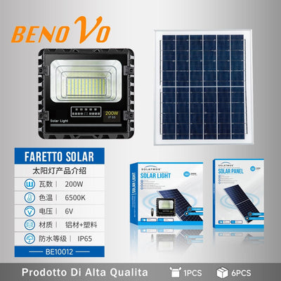 Faro led 200W con pannello solare 12w sensore crepuscolare esterno ip66 150lm/w Illuminazione/Illuminazione per esterni/Proiettori Zencoccostore - Formia, Commerciovirtuoso.it