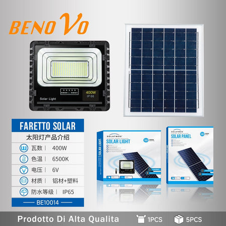 Faro led 400W con pannello solare 25w sensore crepuscolare esterno ip66 150lm/w Illuminazione/Illuminazione per esterni/Proiettori Zencoccostore - Formia, Commerciovirtuoso.it