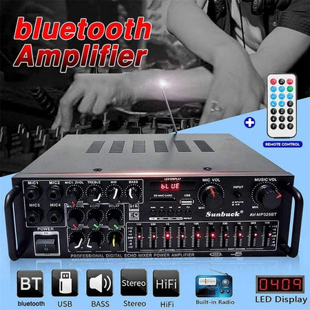 Amplificatore Q-gf999 Professionale Audio 2x150w Karaoke Fm Bluetooth 5.1  Mp3 Usb - commercioVirtuoso.it