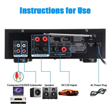 Amplificatore Audio 2x70w Funzione Karaoke Fm/bluetoothmp3/usb/bluetooth Q-gf289