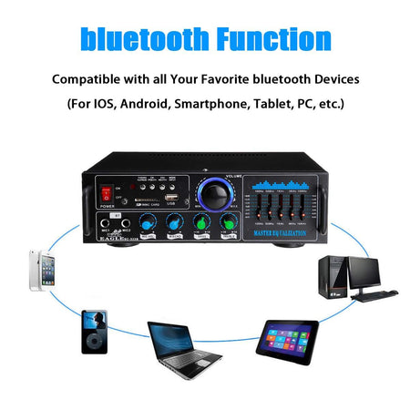 Amplificatore Audio 2x70w Funzione Karaoke Fm/bluetoothmp3/usb/bluetooth  Q-gf289 - commercioVirtuoso.it