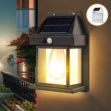 Faretto solare lampada applique 1W da esterno sensore movimento luce calda 600LM BK-888