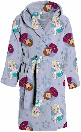 Disney Frozen Accappatoio In Spugna Bambina Con Cappuccio Celeste Junior 4/5 E 6/7 Anni Official Disney