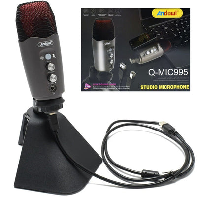 Microfono Professionale A Condensatore Da Tavolo Usb Per Studio Podcast Q-mic995