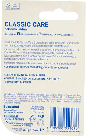 Labello Classic Care Stick Balsamo Labbra Formula Senza Oli Minerali E Parabeni Bellezza/Trucco/Labbra/Lucidalabbra Trade Shop italia - Napoli, Commerciovirtuoso.it