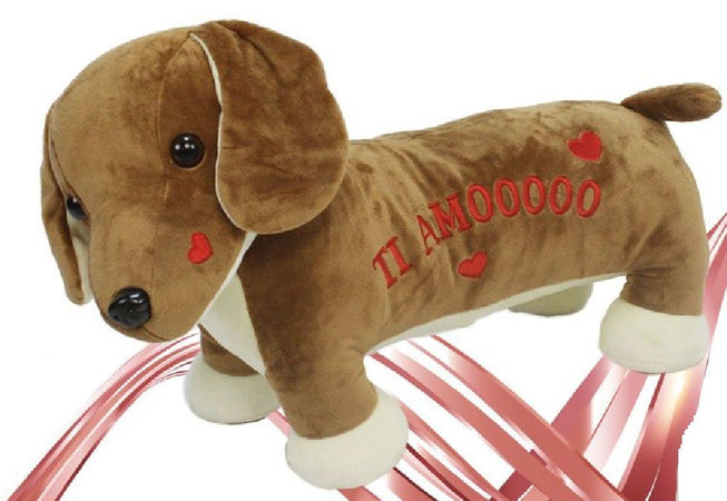 Cane In Peluche 45cm Con Scritta E Cuoricini San Valentino Colori Assortiti 95080