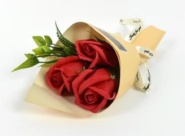 Mazzo Mazzettino Bouquet Di Rose Rosse Finte Con Foglie Regalo Per San  Valentino 