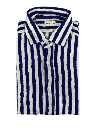 Camicia uomo Bagutta -  Fantasia righe -  Collo francese - Colore bianco/blu Moda/Uomo/Abbigliamento/T-shirt polo e camicie/Camicie casual Couture - Sestu, Commerciovirtuoso.it