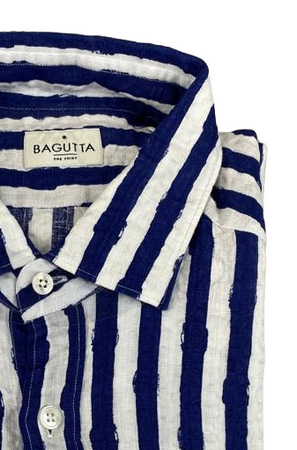Camicia uomo Bagutta -  Fantasia righe -  Collo francese - Colore bianco/blu Moda/Uomo/Abbigliamento/T-shirt polo e camicie/Camicie casual Couture - Sestu, Commerciovirtuoso.it