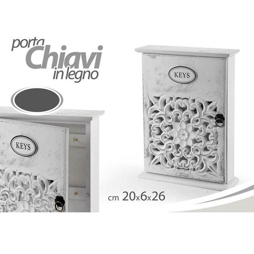 Cassetta Porta Chiavi Box In Legno Da Parete 20 X 6 X 26 Cm Decoro Keys  784712 